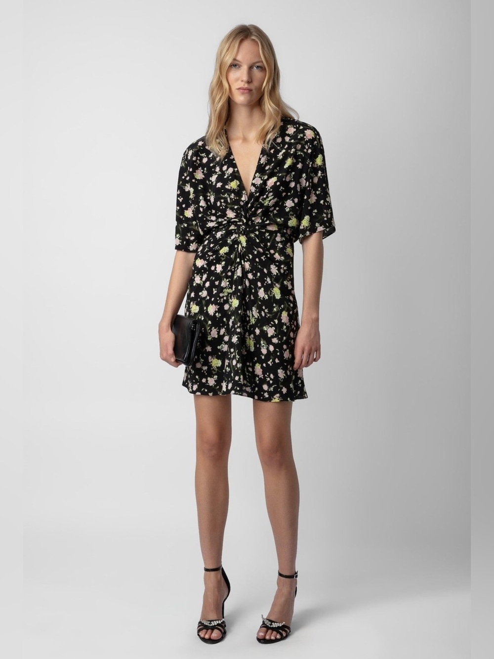 NWT ZADIG & VOLTAIRE ROZOM SOFT CRINKLE ROSES DRESS